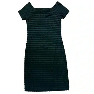 Frank Lyman Design Ruffle Dress Size 6 Ruffles Midi Lined Stretch Square Modest